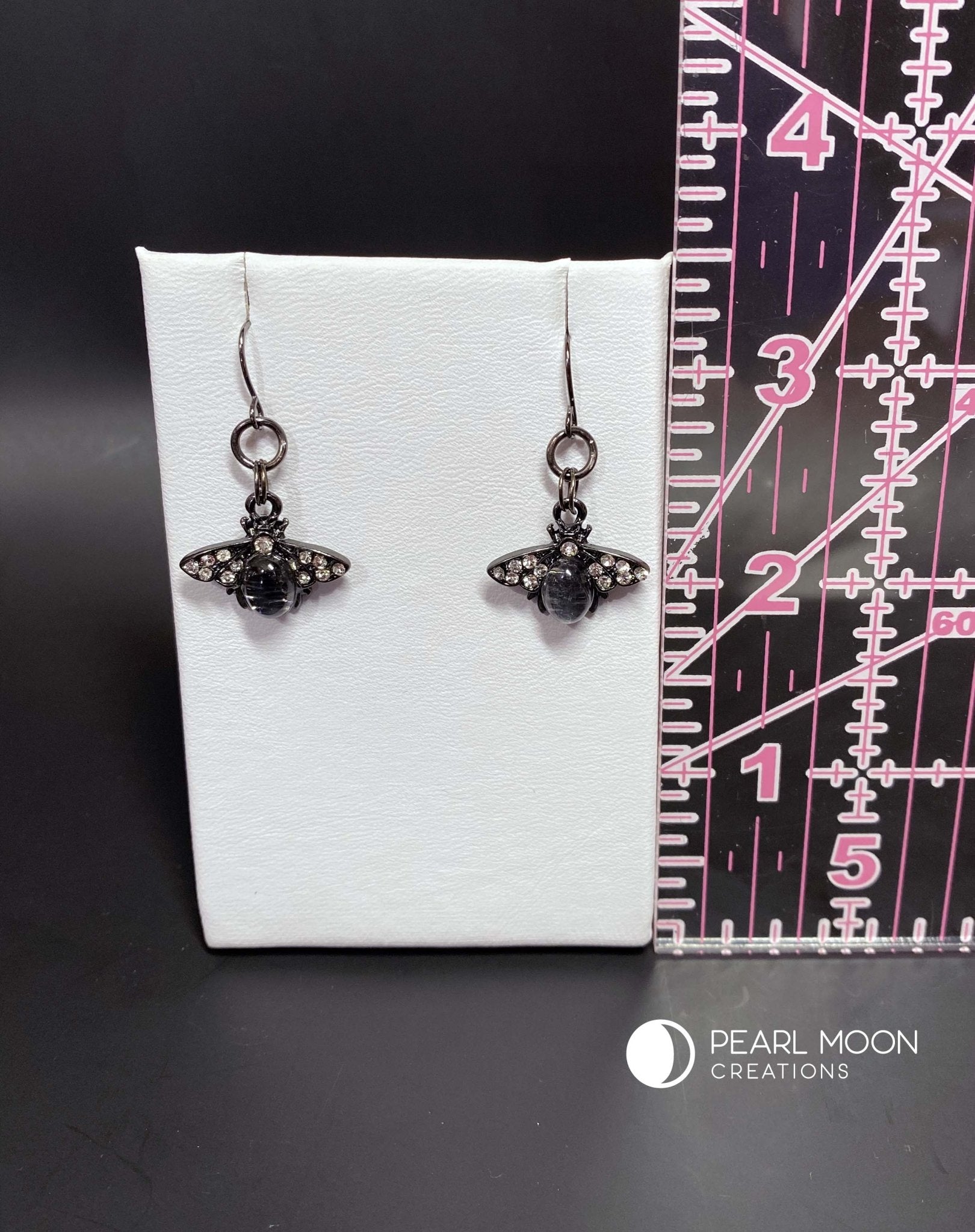 Small Gunmetal Bee Earrings - Pearl Moon Creations