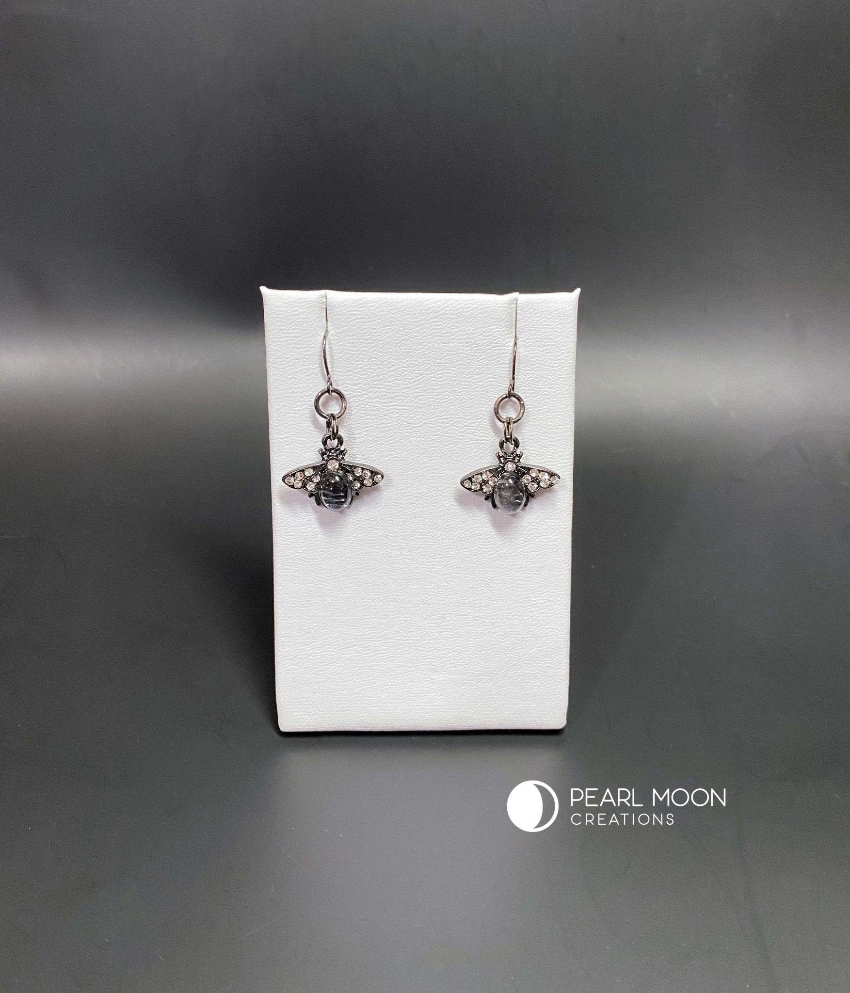 Small Gunmetal Bee Earrings - Pearl Moon Creations