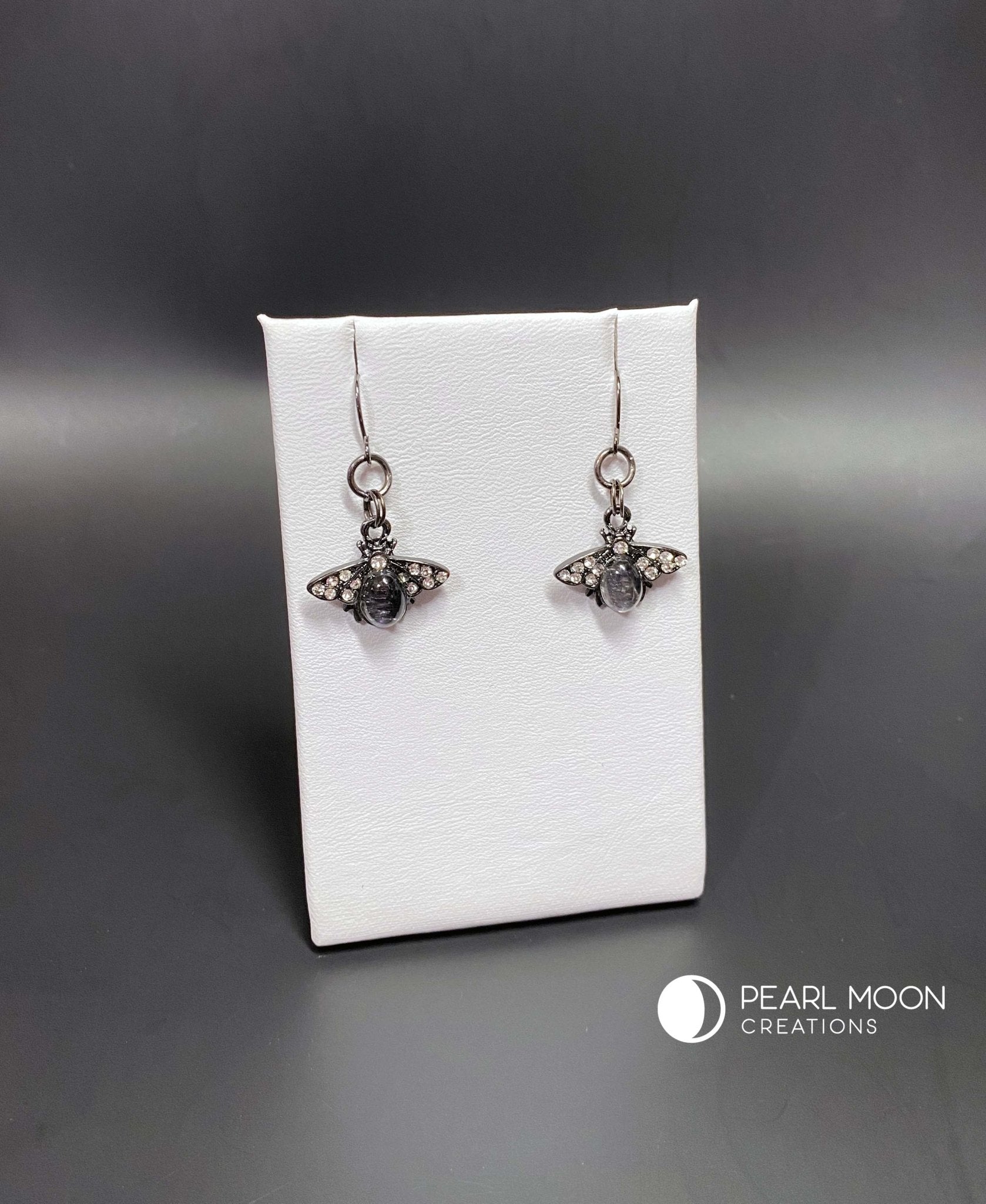 Small Gunmetal Bee Earrings - Pearl Moon Creations