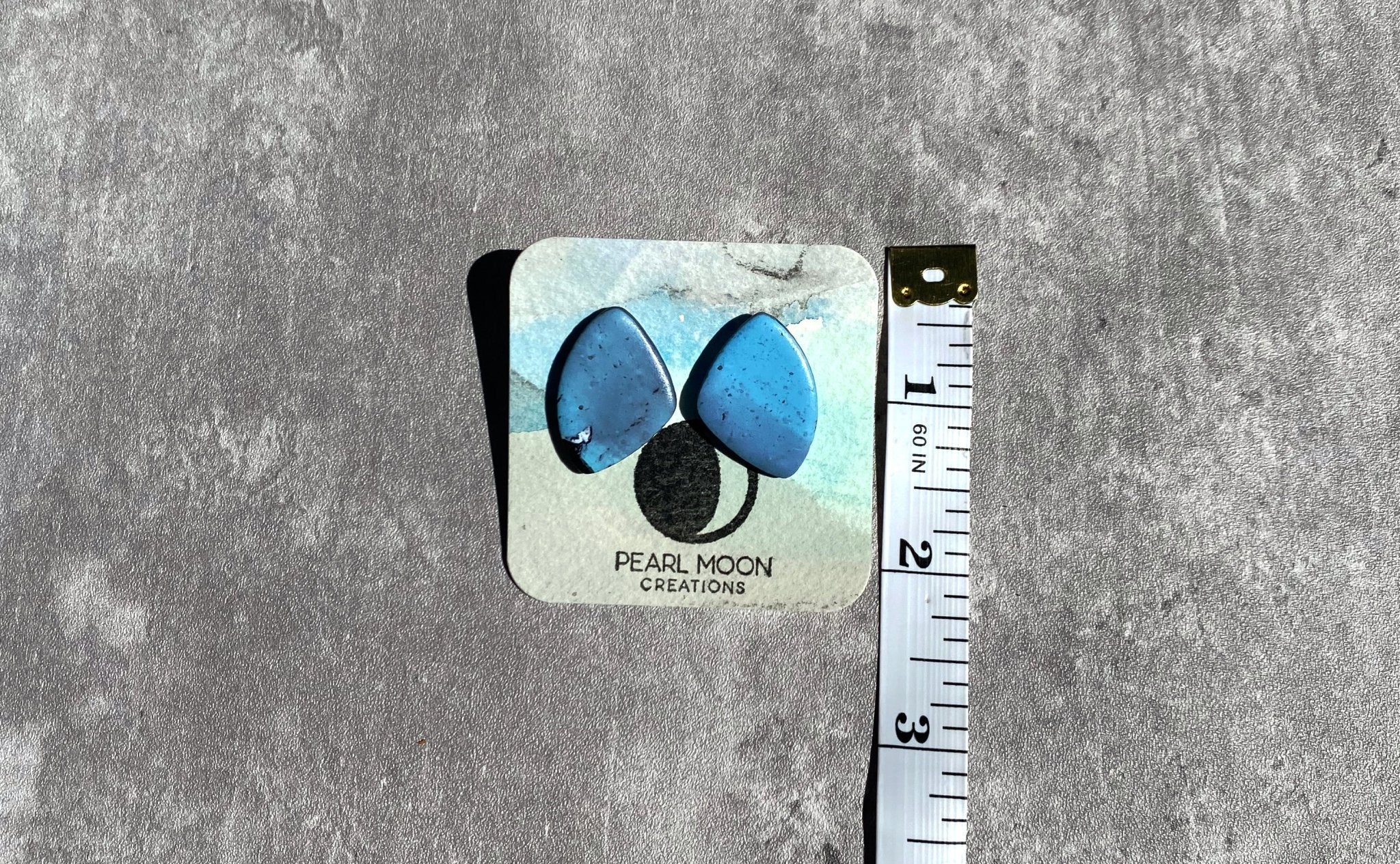 Stonewashed Blue Pebble Post Earrings - Pearl Moon Creations