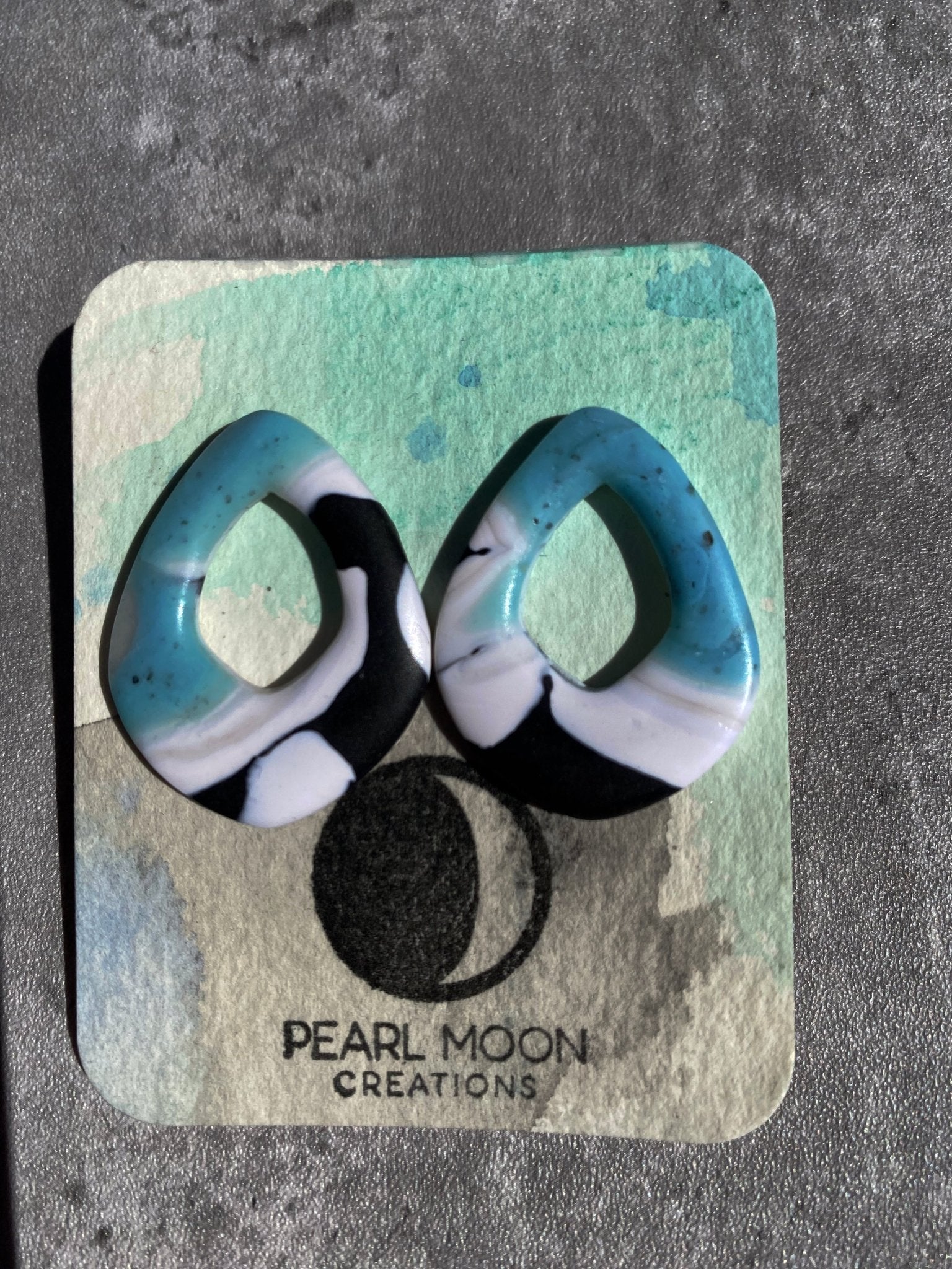 Stonewashed Turquoise Clay Earrings - Pearl Moon Creations