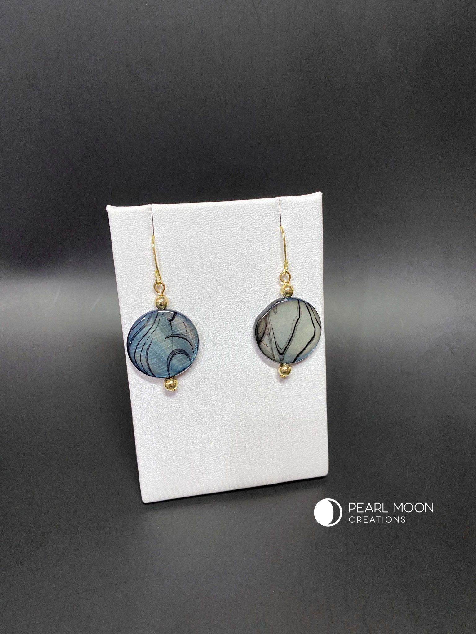 Striped Shell Earrings - Pearl Moon Creations