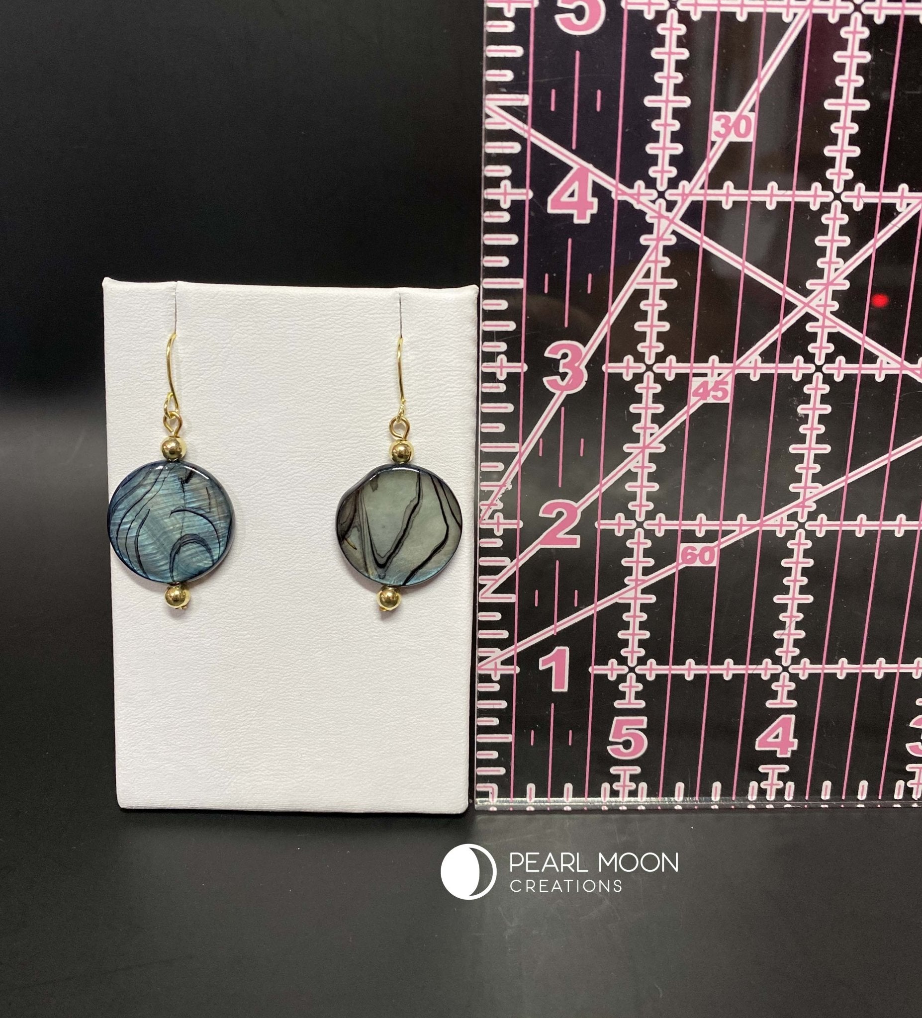 Striped Shell Earrings - Pearl Moon Creations