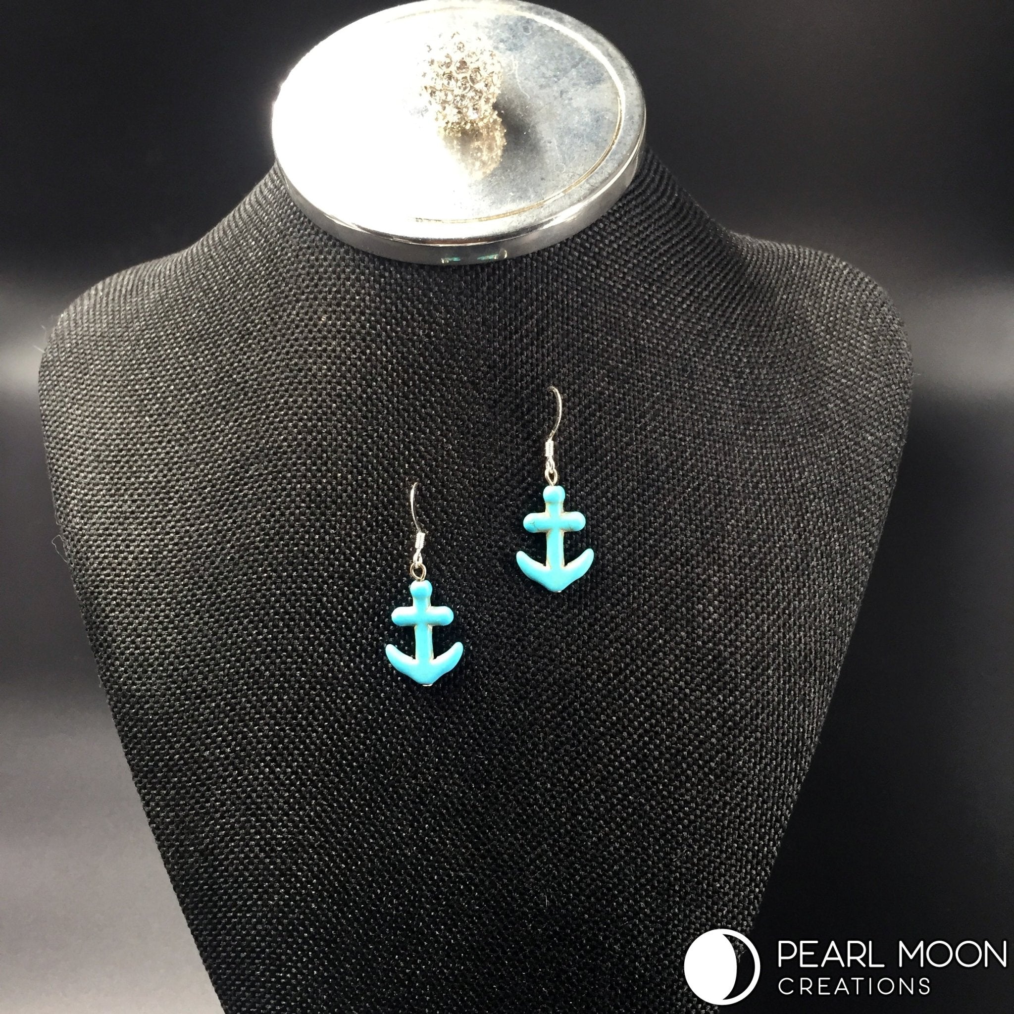 Turquoise Anchor Earrings - Pearl Moon Creations