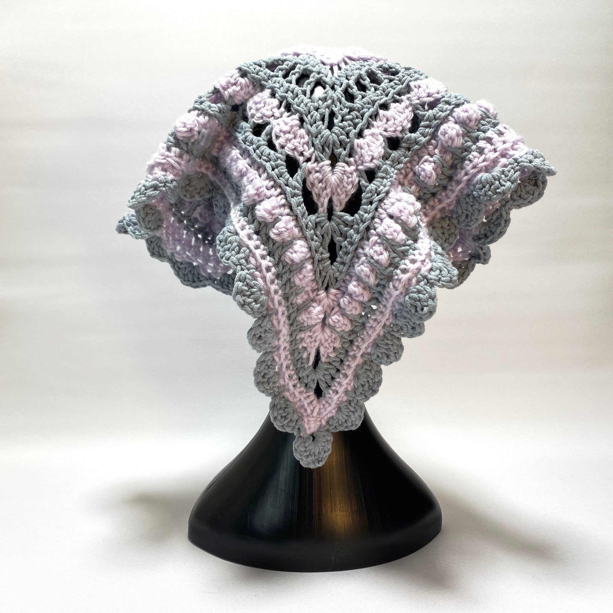 Wanderlust Crochet Bandana Purple and Gray - Pearl Moon Creations