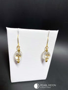 White and Gold Skull Earrings - Pearl Moon Creations