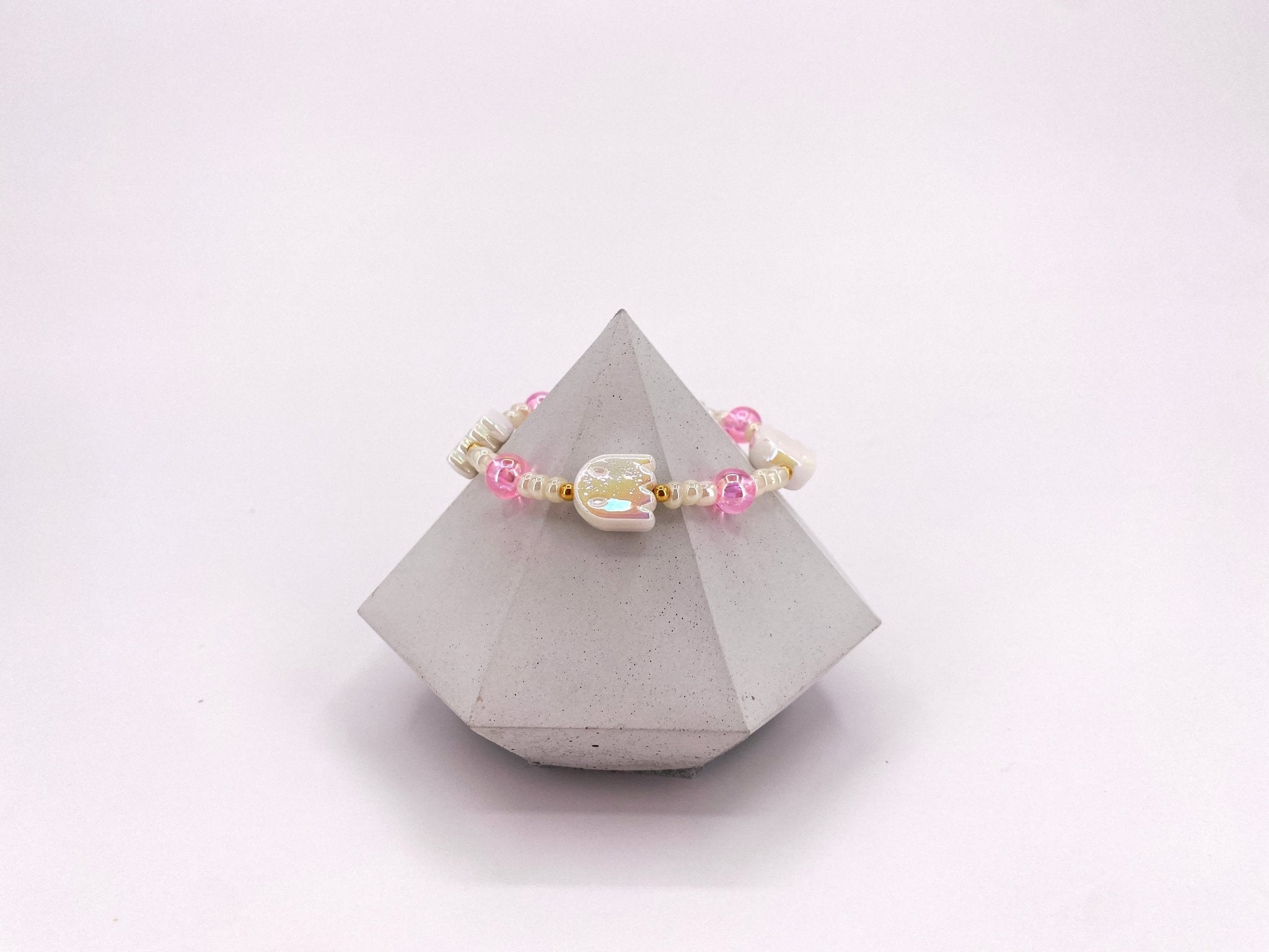 White Ghost Stretch Bracelet - Pearl Moon Creations