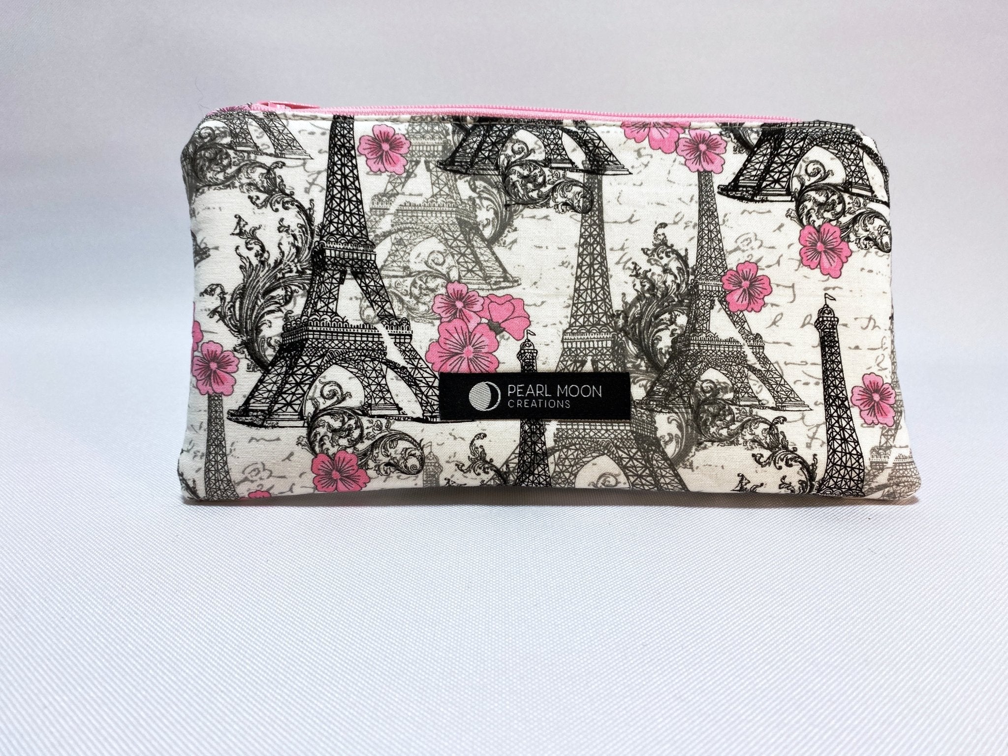 Zipper Pouch Pink Parisian - Pearl Moon Creations